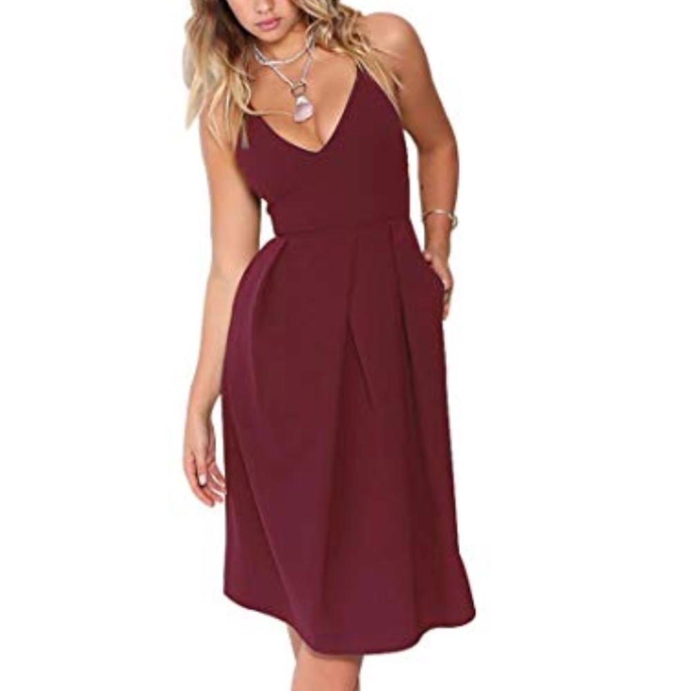 Backless midi dress with pockets
